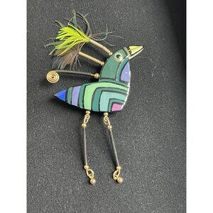 SEAN BROWN Ceramic Signed Bird Brooch Pin HTF